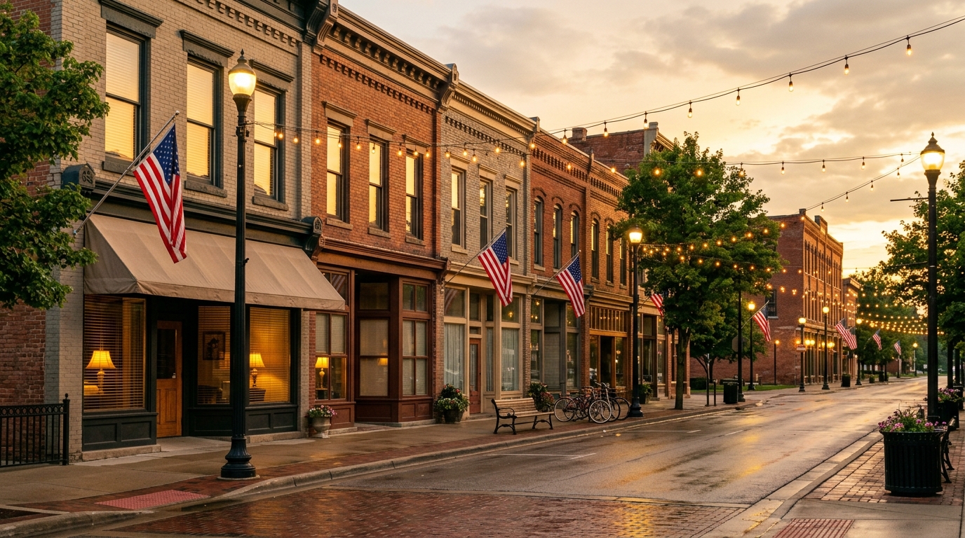 Historic downtown Tecumseh, Michigan along Chicago Boulevard